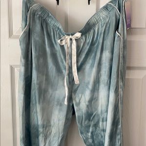 Tie-dyed print satin joggers